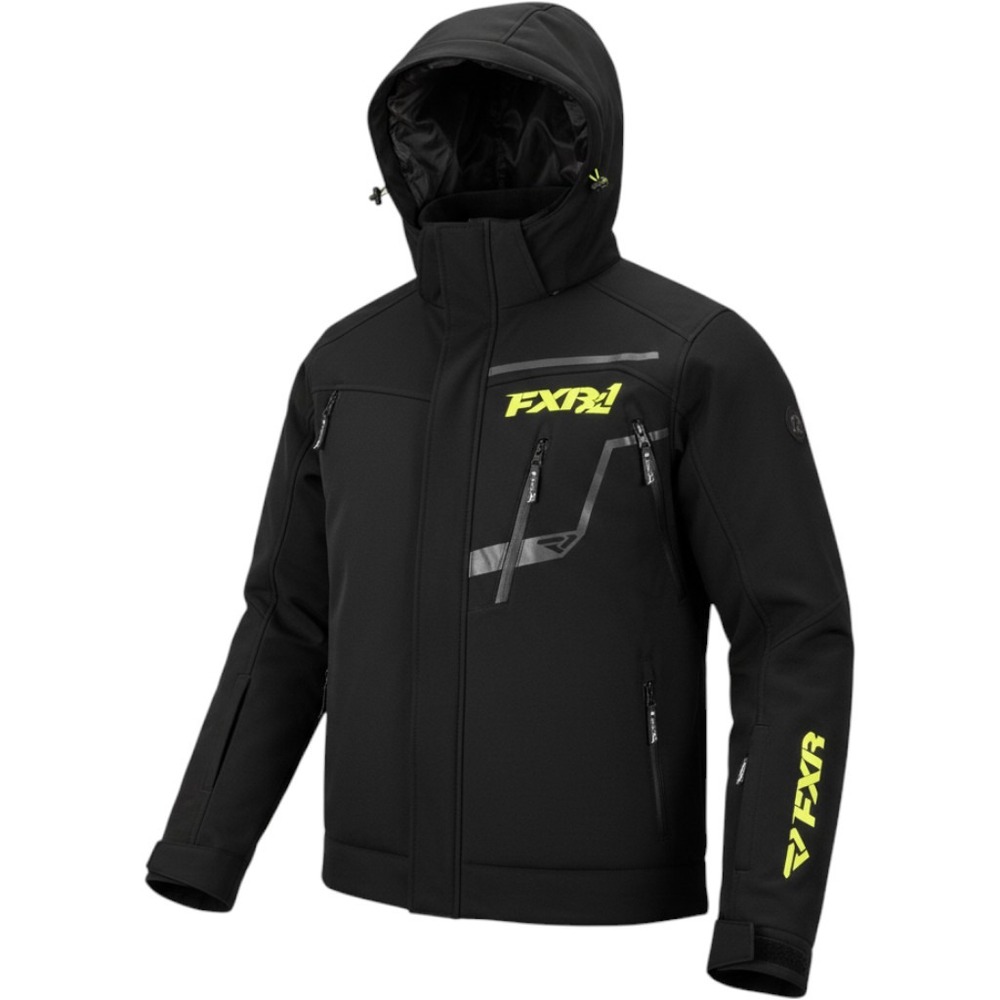 FXR Vertical Pro Softshell Jacket Size Medium Black Neon Snowmobile Ski Winter